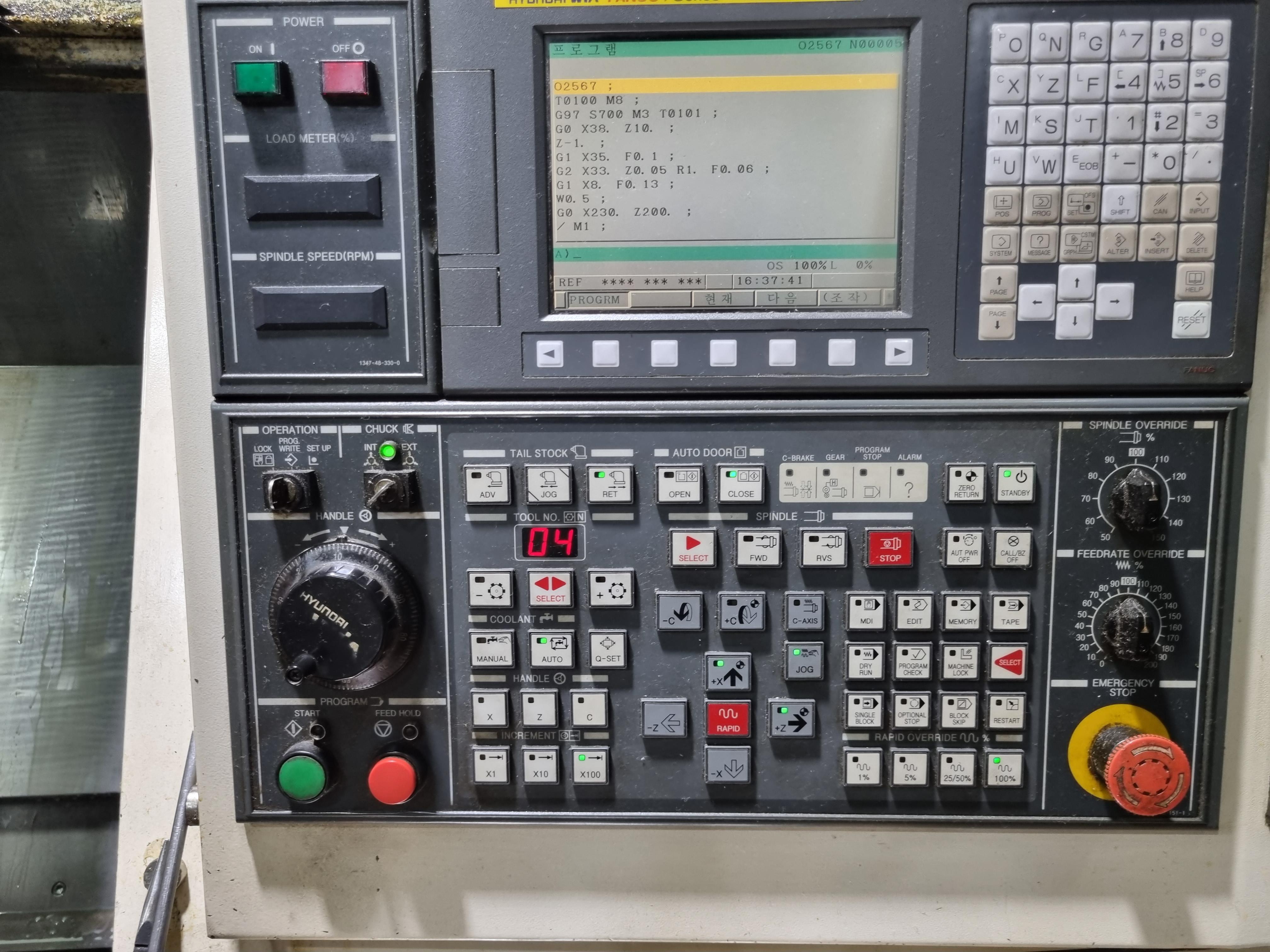 HYUNDAI-WIA 10" CNC LATHE L280 2012 CHIP CONVEYOR Q-SETTER